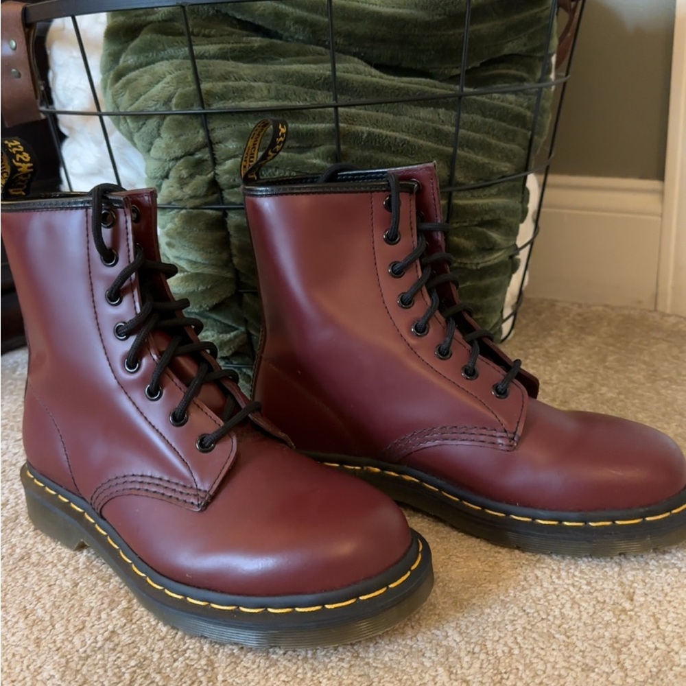 Dr. Martens Burgundy Leather Boots